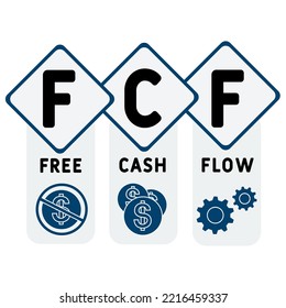 FCF - Free cash flow acronym. business concept background. vector illustration concept with keywords and icons. lettering illustration with icons for web banner, flyer, landing pag