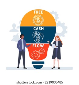 FCF - Free cash flow acronym. business concept background. vector illustration concept with keywords and icons. lettering illustration with icons for web banner, flyer, landing pag