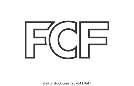 FCF logo design template with strong and modern bold text. Initial based vector logotype featuring simple and minimal typography. Trendy company identity ideal for businesses brand presence.