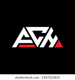 FCH triangle letter logo design with triangle shape. FCH triangle logo design monogram. FCH triangle vector logo template with red color. FCH triangular logo Simple, Elegant, and Luxurious design.