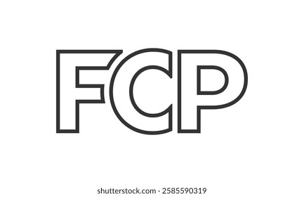 FCP logo design template with strong and modern bold text. Initial based vector logotype featuring simple and minimal typography. Trendy company identity ideal for businesses brand presence.