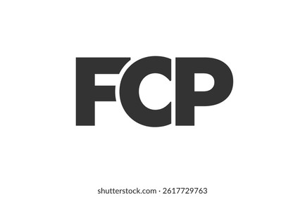 FCP logo design template with strong and modern bold text. Initial based vector logotype featuring simple and minimal typography. Trendy company identity ideal for businesses brand presence.