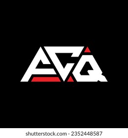 FCQ triangle letter logo design with triangle shape. FCQ triangle logo design monogram. FCQ triangle vector logo template with red color. FCQ triangular logo Simple, Elegant, and Luxurious design.
