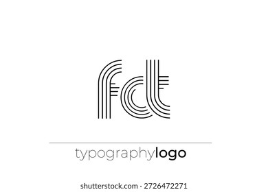 Logotipo da tipografia geométrica moderna da FCT. Composição moderna e elegante com uma ilustração de logotipo de tipografia monocromática projetada com linhas intrincadas.
