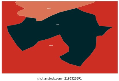 FCT Vector Karte mit NWFP und Punjab Pakistan , FCT Pakistan Vector Map Illustration auf weißem Hintergrund