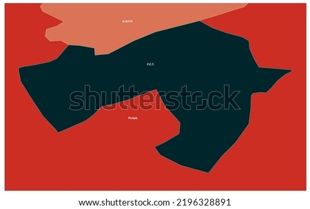 FCT Vector Map with NWFP and Punjab Pakistan , FCT Pakistan Vector Map Illustration on white background