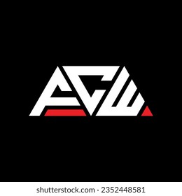 FCW triangle letter logo design with triangle shape. FCW triangle logo design monogram. FCW triangle vector logo template with red color. FCW triangular logo Simple, Elegant, and Luxurious design.