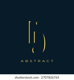 Diseño de logotipo dorado Abstractas de FD. Abstractas composición de símbolos de oro sobre un fondo azul marino oscuro