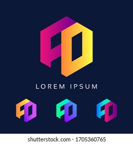Símbolo de diseño del logotipo vectorial de carta abstracta FD Plantilla de diseño de negocio inicial e icono profesional de finanzas.