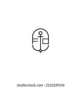 FD creative letter logo design in anchor concept with high quality professional design that will print well across any print media