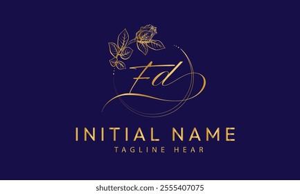 FD D F  initial signature logo template vector