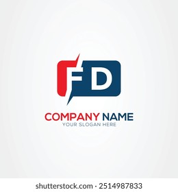 FD ou DF Creative Modern Letters Elemento de Design de Logotipo