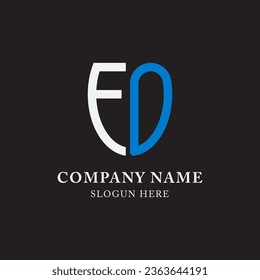 FD DF ED DE FO EO OF OE abstract monogram initial letter logo design template.