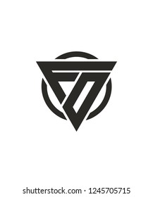 FD DF FO OF F0 0F Triangle Circle Monogram Logo High Quality Vector Design 