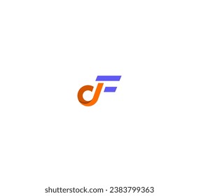 FD, DF letter logo design template elements. Modern abstract digital alphabet letter logo.
