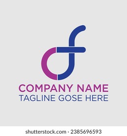 FD, DF letter logo design template elements. Modern abstract digital alphabet letter logo, initial letter logo df,  f inside d rounded lowercase black monogram, Creative DF Letter Logo Design Templa.