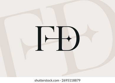 Design do ícone de logotipo com letra FD ou DF. Monograma de iniciais de luxo estilo clássico.