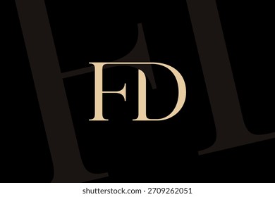Diseño de icono de logotipo de letra FD o DF. Monograma de las iniciales de lujo de estilo clásico.