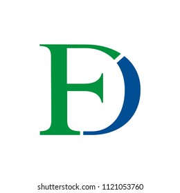 FD or DF logo design template vector illustration