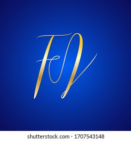 FD. F and D, Beauty vector initial logo, handwriting logo of initial signature, wedding, fashion, jewelry,  with creative template for any company or business.