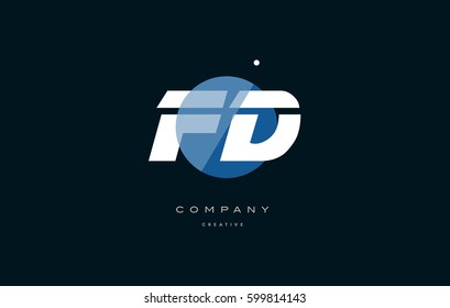 fd f d  blue circle dot big font alphabet company letter logo white design vector icon template 