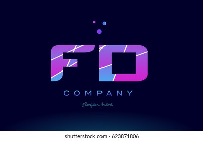 fd f d  creative color blue background pink purple magenta alphabet letter company logo vector icon