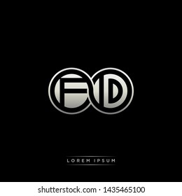 FD F D initial letter linked circle capital monogram logo modern template silver color edition