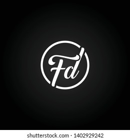 fd or f d letter alphabet logo design in vector format.