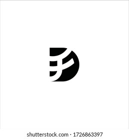 Diseño del logotipo de la carta FD F D en colores negros. Ilustración del logotipo del icono del vector de letras modernas creativas.