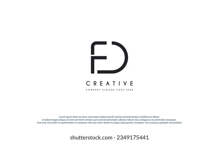 FD F D Letter Logo Design in Schwarz Farben. Illustration des Creative Modern Letters Vector Icon Logos.