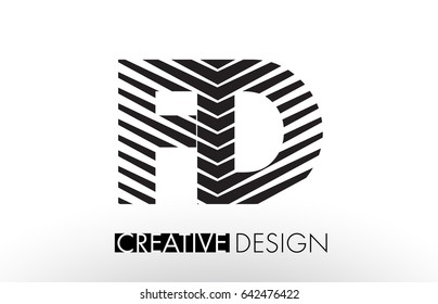 FD F D Lines Letter Design with Creative Elegant Zebra Vector Illustration.