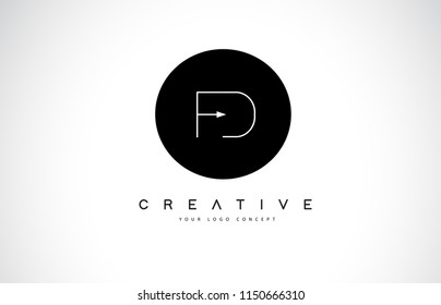 FD F D Logo Design with Black and White Creative Icon Text Letter Vector.