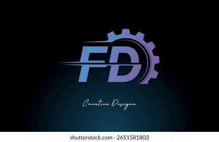 FD Gear Fusion Logo – Industrial Tech-Inspired Letter mark Futuristic Industrial Letter Mark Design for Technology and Engineering Brands.