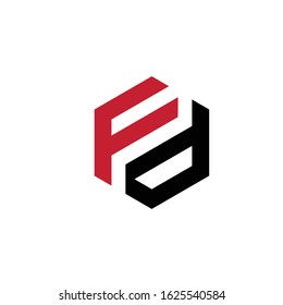 FD hexagon logo icon vector