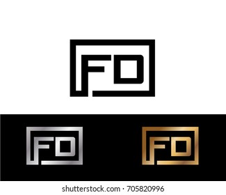 FD initial box shape Logo designs template
