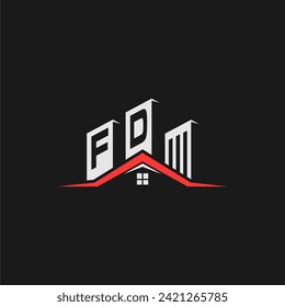 FD Initial Construction Real Estate Home Logo Design Vector
