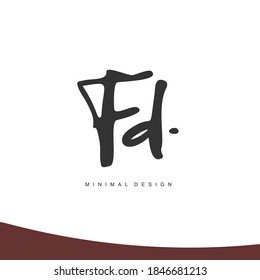 FD Initial handwriting or handwritten logo for identity. Logo with signature and hand drawn style.