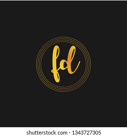 FD  Initial Handwriting logo template vector
