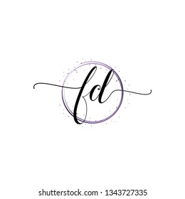 FD  Initial Handwriting logo template vector