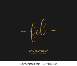 FD Initial Handwriting Logo Vector