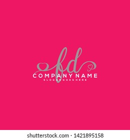 FD Initial handwriting logo vector