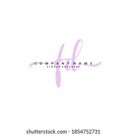 FD Initial handwriting and signature logo design with circle. Beautiful design handwritten logo for fashion, team, wedding, luxury logo.