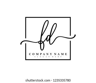 FD Initial handwriting square minimalist logo vector