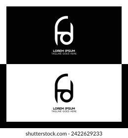 Logo de la carta inicial de FD. Monograma de diseño de patrones F y D de alfabeto
