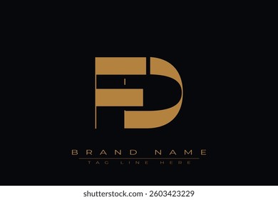 FD initial letter logo design. Letter F and D luxury alphabet letter logo icon template