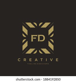 FD initial letter luxury ornament monogram logo template vector.
