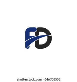 fd initial letter uppercase logo blue and black