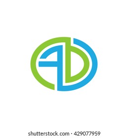FD initial letters looping linked ellipse logo blue green