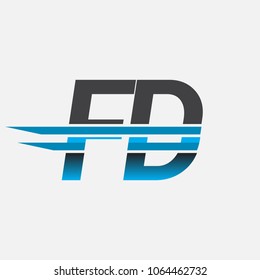 FD initial logo company name colored black and blue, Simple and Modern Logo Design.