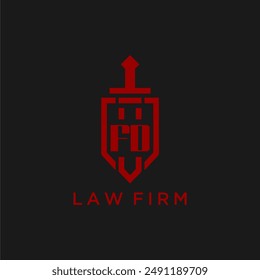 FD initial monogram for law firm with sword and shield logo image